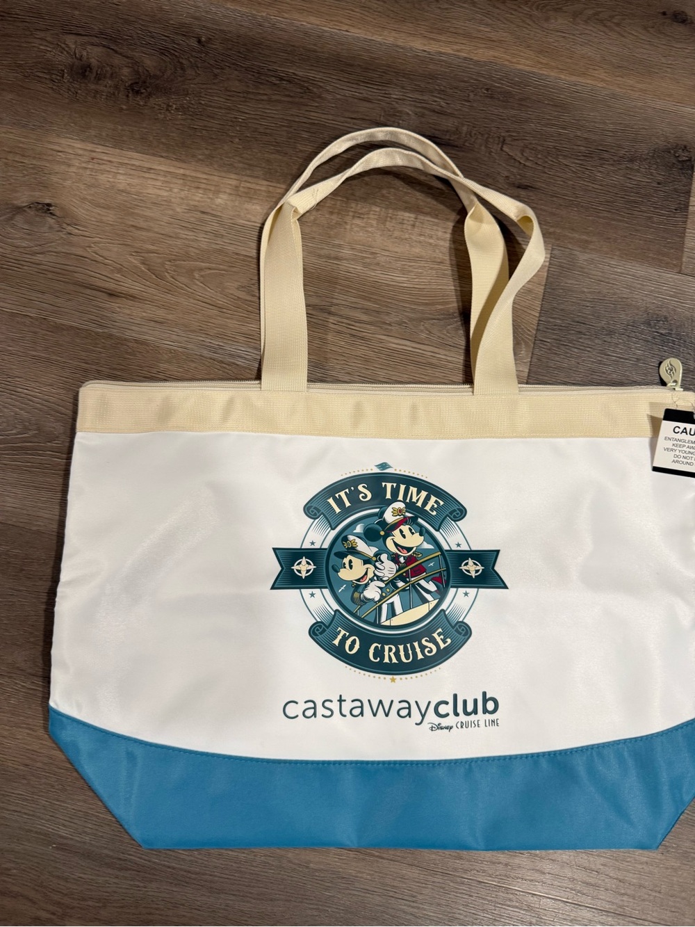 Disney Castaway Club Cream, White & Blue Tote Bag